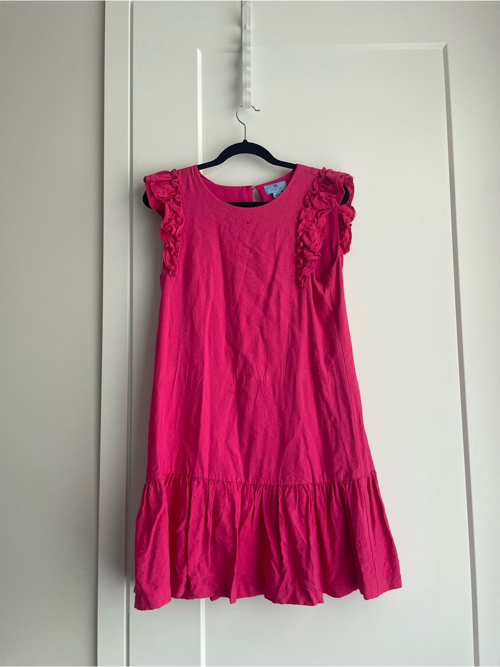CeCe Hot Pink Ruffle Sleeve Cotton Dress